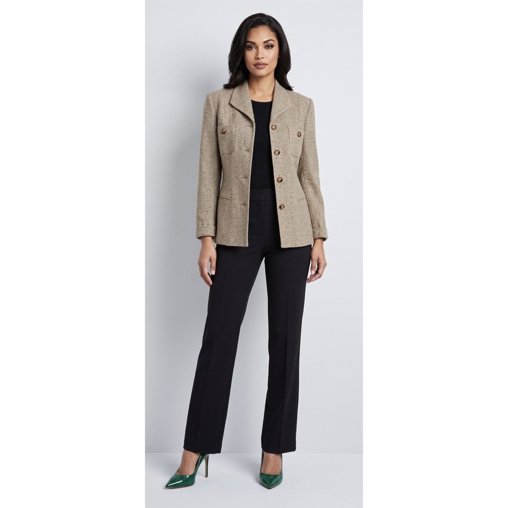 Petite Sophisticate Vintage Wool Blend Tweed Blazer Jacket - Size 6 Petite